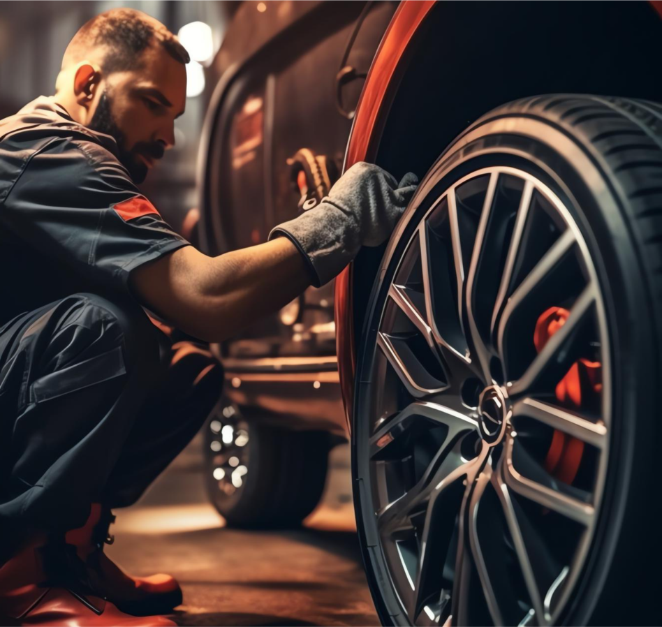 Müşteri yorumları bölümünün arkaplan resmindeki araç işlemi yapan adam